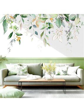 Green Plant Wall Decals Peel Stick Leaf Vine Wall Stickers Bedroom Decor Art